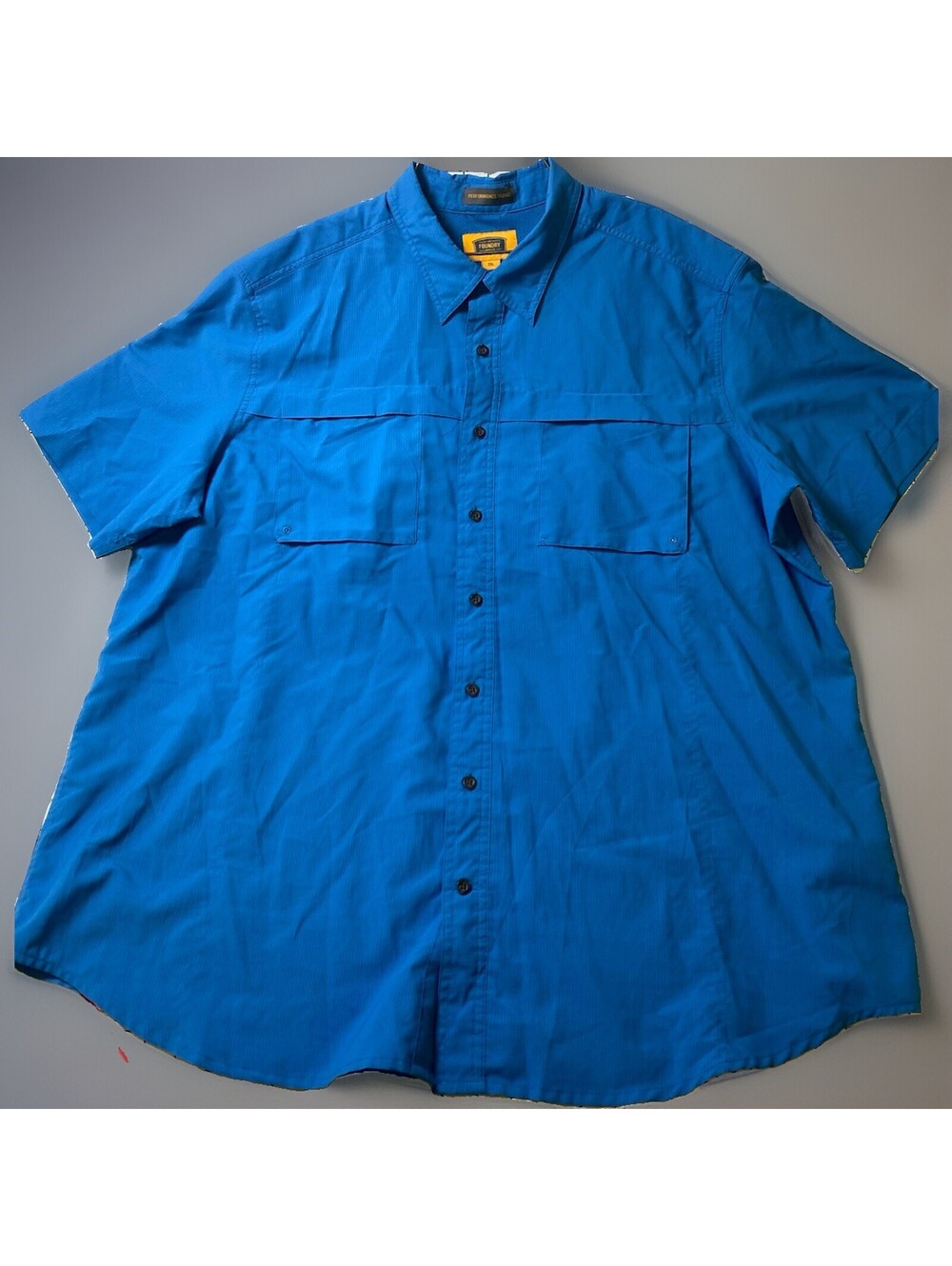 The Foundry Supply Co Men’s 2XL Performance Fabric Solid Blue Button-Down Shirt